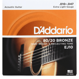 D'Addario EJ10 80/20 Bronze Acoustic Guitar Strings - .010-.047 Extra Light