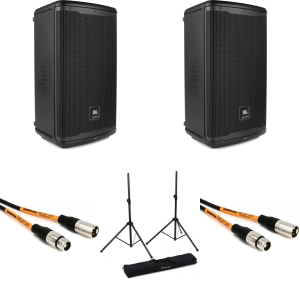 JBL EON710 Speaker Pair with Stands and Cables