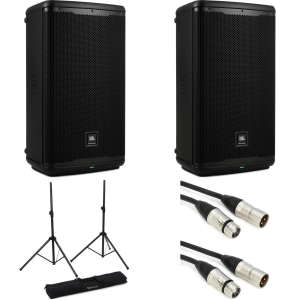 JBL EON712 Speaker Pair with Stands and Cable