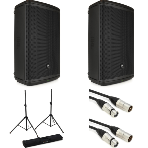 JBL EON715 Speaker Pair with Stands and Cable