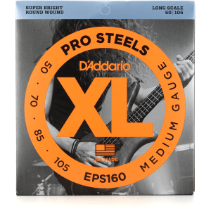 D'Addario EPS160 XL Pro Steels Bass Guitar Strings - .050-.105 Medium Long Scale 4-string