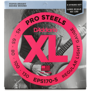 D'Addario EPS170-5 XL Pro Steels Bass Guitar Strings - .045-.130 Medium Long Scale 5-string