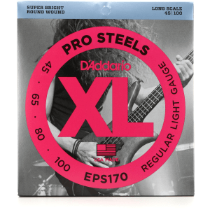 D'Addario EPS170 XL Pro Steels Bass Guitar Strings - .045-.100 Regular Light Long Scale 4-string