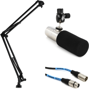 Earthworks ETHOS Condenser Broadcast Microphone Bundle with Desktop Boom Stand and Cable - Silver