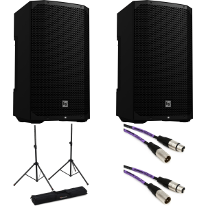 Electro-Voice Everse 12 12-inch 2-way Battery-powered PA Speakers with Stands and Cables - Black