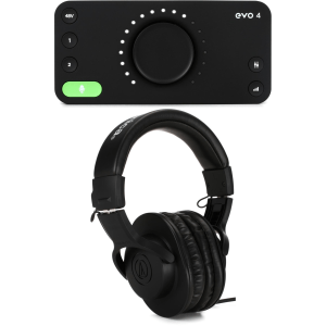 Audient EVO 4 USB Audio Interface and Audio-Technica ATH-M20x Headphones