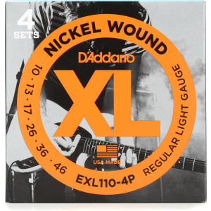 D'Addario EXL110 XL Nickel Wound Electric Guitar Strings - .010-.046 (Sweetwater Exclusive 4-pack)