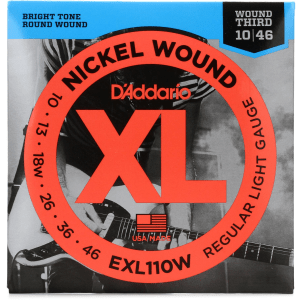 D'Addario EXL110W XL Nickel Wound Electric Guitar Strings - .010-.046 Regular Light Wound 3rd
