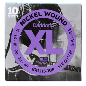 D'Addario EXL115 XL Nickel Wound Electric Guitar Strings - .011-.049 Medium (10-pack)