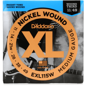 D'Addario EXL115 XL Nickel Wound Electric Guitar Strings - .011-.049 Medium Wound 3rd