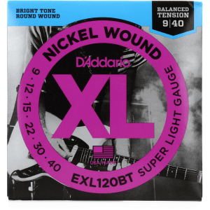 D'Addario EXL120BT XL Nickel Wound Electric Guitar Strings - .009-.040 Super Light Balanced Tension