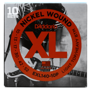 D'Addario EXL140 XL Nickel Wound Electric Guitar Strings - .010-.052 Light Top/Heavy Bottom (10-pack)