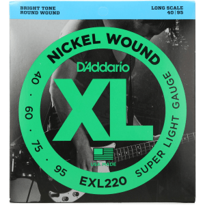 D'Addario EXL220 XL Nickel Wound Bass Guitar Strings - .040-.095 Super Light, Long Scale