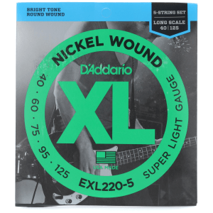 D'Addario EXL220-5 XL Nickel Wound Bass Guitar Strings - .040-.125, Super Light, Long Scale, 5-string