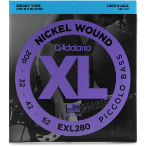 D'Addario EXL280 XL Nickel Wound Piccolo Bass Strings - .020-.052, Long Scale