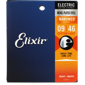 Elixir Strings 12027 Nanoweb Electric Guitar Strings - .009-.046 Custom Light