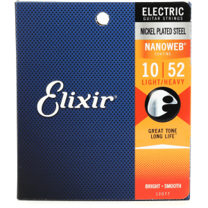 Elixir Strings 12077 Nanoweb Electric Guitar Strings - .010-.052 Light Top Heavy Bottom