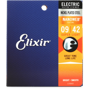 Elixir Strings 12002 Nanoweb Electric Guitar Strings - .009-.042 Super Light