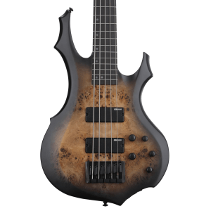 ESP LTD F-5 Ebony Bass Guitar - Charcoal Burst Satin