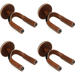 Levy's FGHNGR Black Forged Guitar Hanger (4 Pack) - Brown Leather