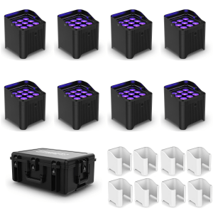 Chauvet DJ Freedom Par H9 IP Wash Light - 8 Pack with White Sleeves and Case