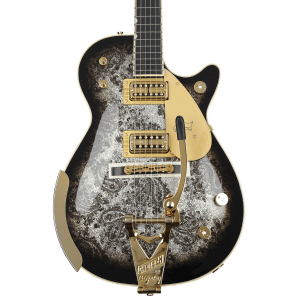 Gretsch G6134TG Limited-edition Paisley Penguin Electric Guitar - Blackburst over Black and Silver Paisley Sparkle