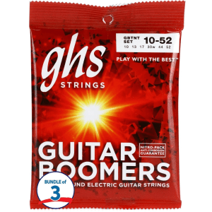 GHS GBTNT Guitar Boomers Electric Guitar Strings (3 Pack) - .010-.052 Thin-Thick