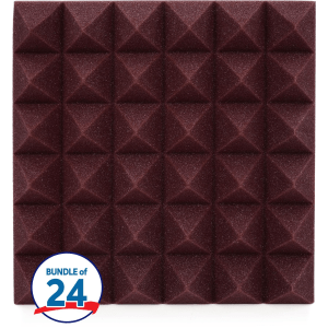 Gator Acoustic Pyramid Panels - 1x1 foot 24-pack - Burgundy