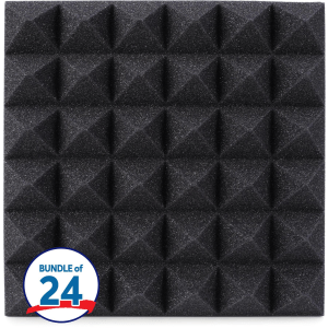 Gator Acoustic Pyramid Panels - 1x1 foot 24-pack - Charcoal