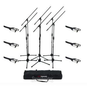 Gator Frameworks Microphone Boom Stands and XLR Cables - (6-pack)