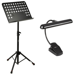 Gator Frameworks GFW-MUS-0500 Lightweight Sheet Music Stand and Clip-on LED Lamp