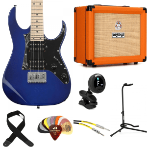 Ibanez miKro GRGM21M Electric Guitar and Orange Crush 20 Amp Essentials Bundle - Jewel Blue