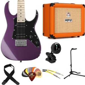 Ibanez miKro GRGM21M Electric Guitar and Orange Crush 20 Amp Essentials Bundle - Metallic Purple