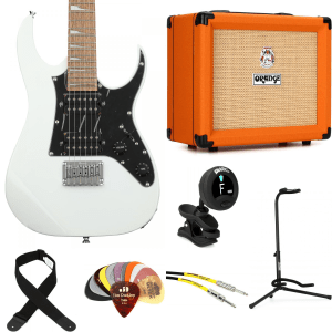 Ibanez miKro GRGM21 Electric Guitar and Orange Crush 20 Amp Essentials Bundle - White