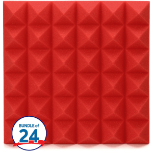 Gator Acoustic Pyramid Panels - 1x1 foot 24-pack - Red