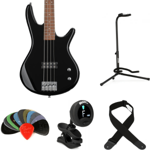 Ibanez Gio GSR100EX Bass Guitar Essentials Bundle - Black