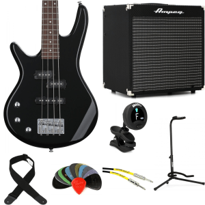 Ibanez miKro GSRM20 Left-handed Bass Guitar and Ampeg Rocket Amp Essentials Bundle - Black