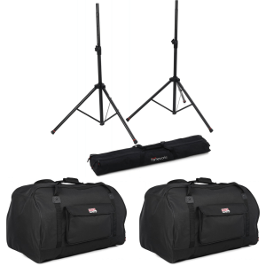 Gator Frameworks PA Speaker Stand and Speaker Bag Pack - with 15 Inch Speaker Bags