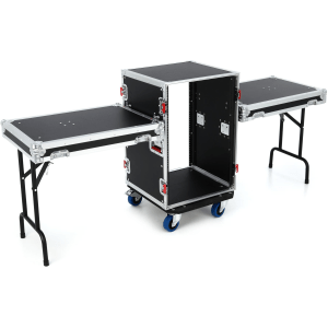 Gator G-TOUR 16U ATA Wood Rack Case with Tables and Casters