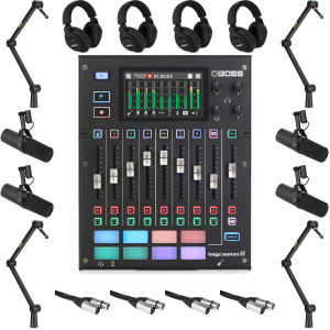 Boss Gigcaster 8 Streaming Mixer and Quad Shure SM7B Bundle