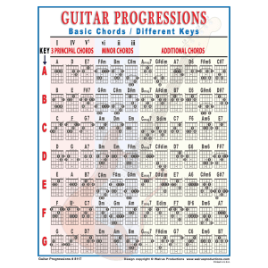 Walrus Productions Mini Laminated Guitar Progressions Chart