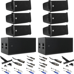 RCF HDL6-A 1400-watt 6-inch Compact Active Line Array and SUB 8008-AS 4,400W 2 x 18-inch Powered Subwoofer Ground Stack System