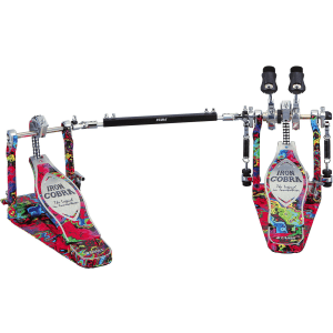 Tama 50th-anniversary Limited Iron Cobra Power Glide Double Kick Pedal - Marble Psychedelic Rainbow