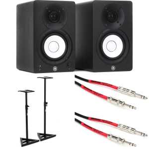 Yamaha HS4 4.5-inch Powered Studio Monitor Pair with Stands and Cables