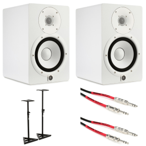 Yamaha HS7W Powered Studio Monitor Pair with Stands and Cables