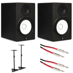 Yamaha HS8 8-inch Powered Studio Monitor Pair with Stands and Cables