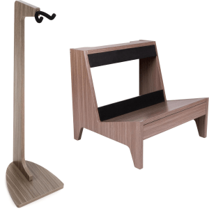 Gator Frameworks Elite Series Guitar Hanging Stand and Small Amp Stand - Driftwood Grey