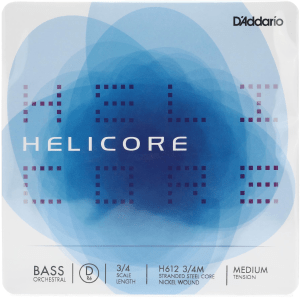 D'Addario H612 3/4M Helicore Orchestral Double Bass D String - 3/4 Size - Medium Tension