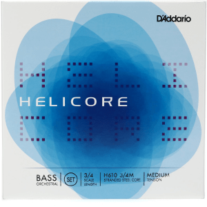 D'Addario H610 3/4M Helicore Orchestral Double Bass String Set - 3/4 Size - Medium Tension