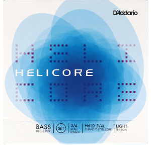 D'Addario H610 3/4L Helicore Orchestral Double Bass String Set - 3/4 Size - Light Tension